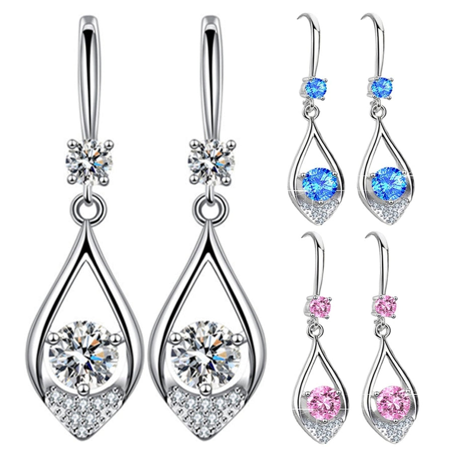 Women Fashion Cute Water Drop Rhinestone Anti-Allergic Hook Earrings Eardrop Image 1