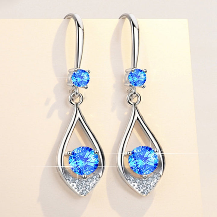 Women Fashion Cute Water Drop Rhinestone Anti-Allergic Hook Earrings Eardrop Image 4