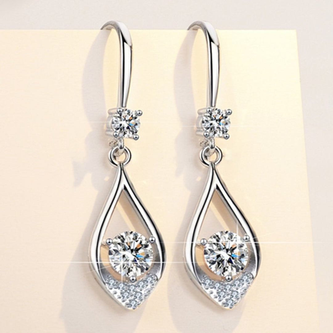 Women Fashion Cute Water Drop Rhinestone Anti-Allergic Hook Earrings Eardrop Image 4