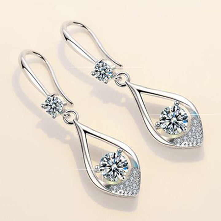 Women Fashion Cute Water Drop Rhinestone Anti-Allergic Hook Earrings Eardrop Image 6