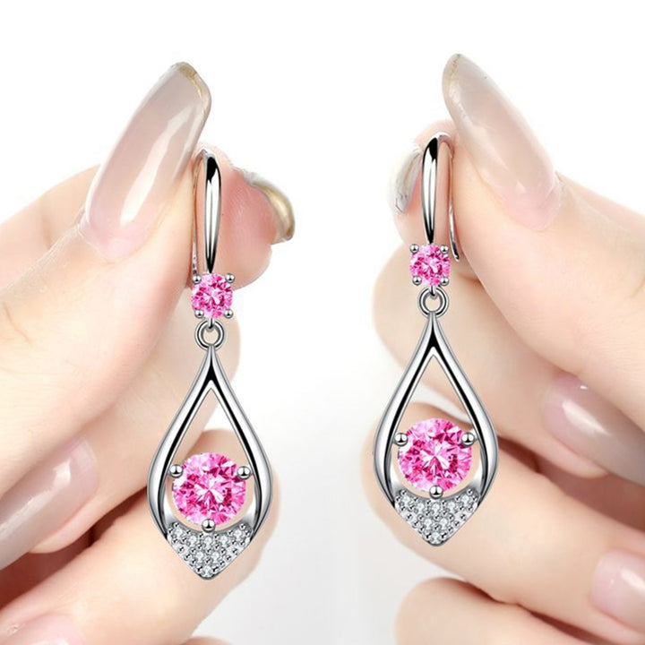 Women Fashion Cute Water Drop Rhinestone Anti-Allergic Hook Earrings Eardrop Image 7