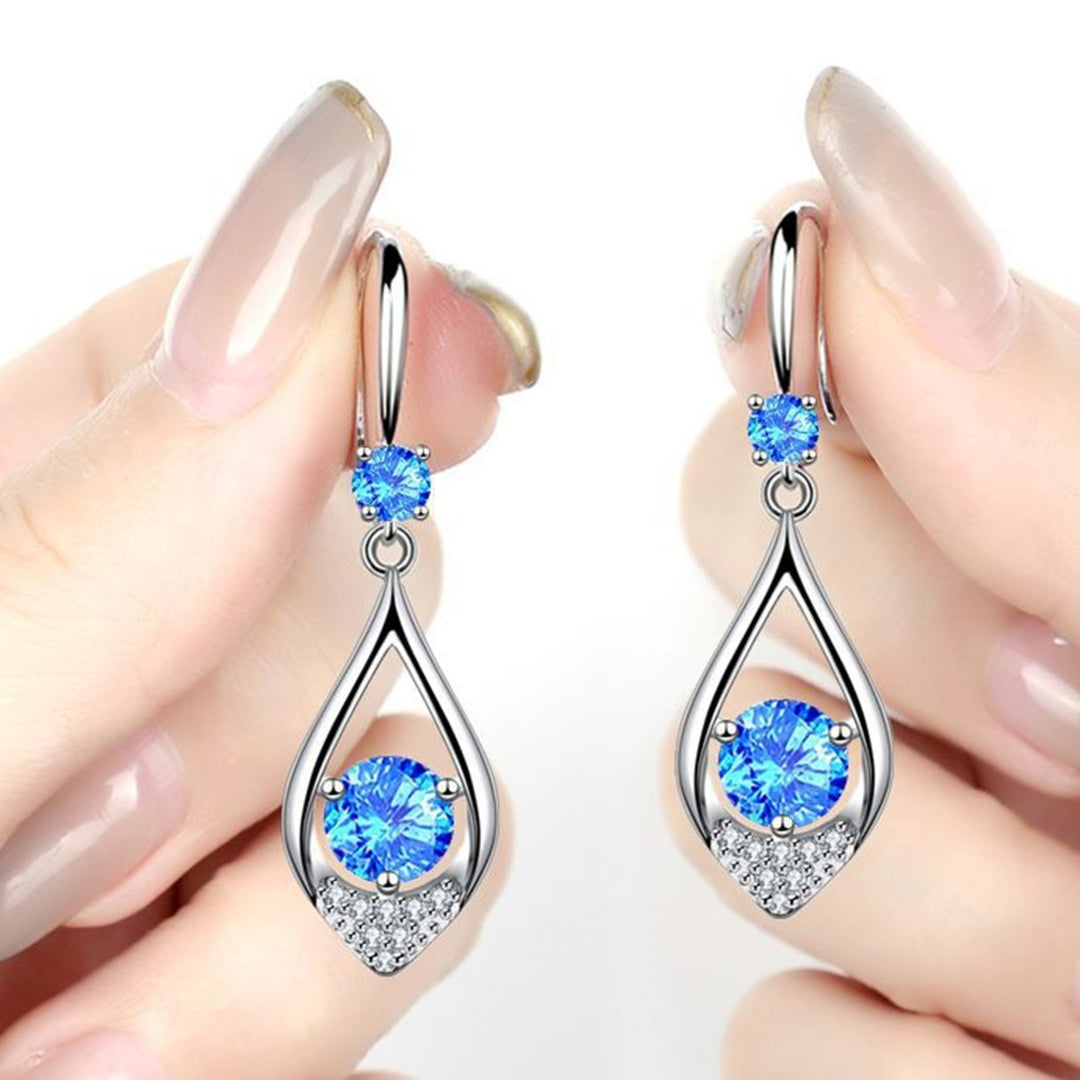 Women Fashion Cute Water Drop Rhinestone Anti-Allergic Hook Earrings Eardrop Image 8