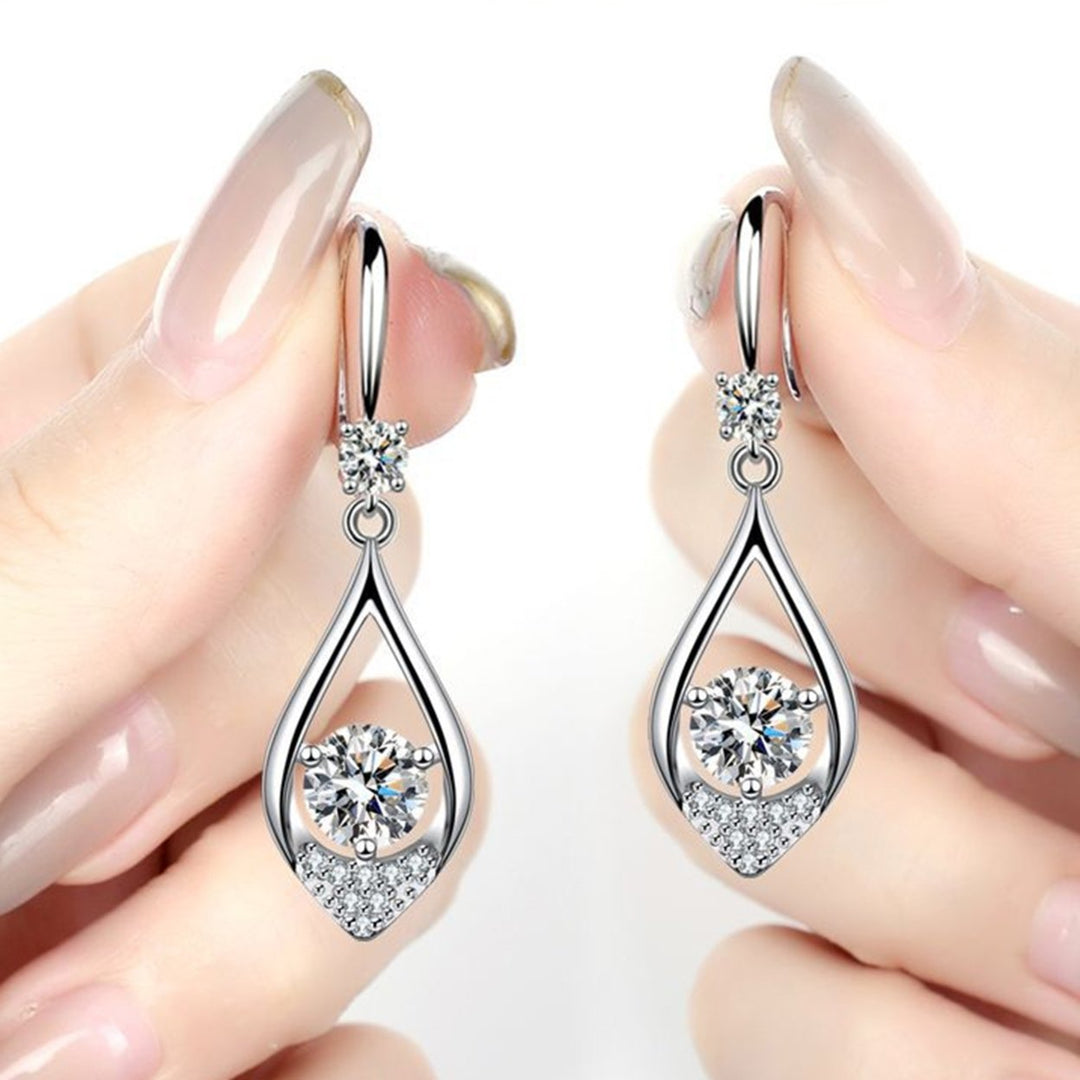 Women Fashion Cute Water Drop Rhinestone Anti-Allergic Hook Earrings Eardrop Image 9