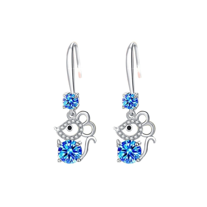 Women Stylish Rhinestone Mouse Shape Alloy Anti-Allergic Hook Earrings Eardrop Image 8