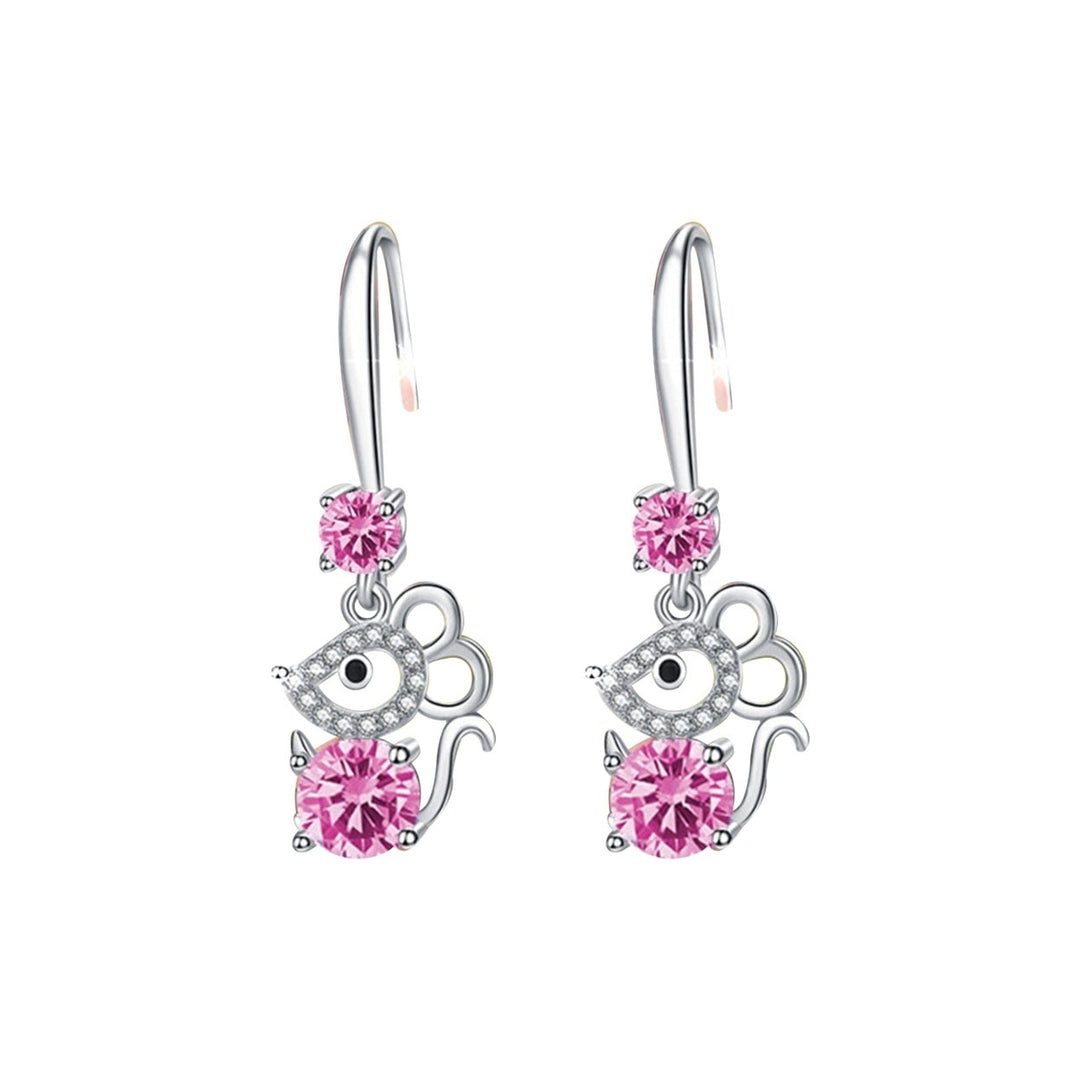 Women Stylish Rhinestone Mouse Shape Alloy Anti-Allergic Hook Earrings Eardrop Image 9