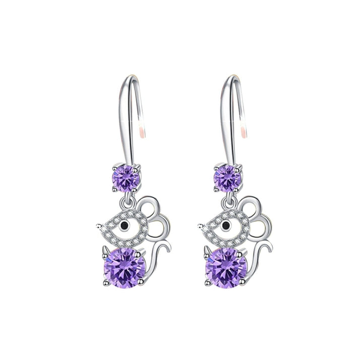 Women Stylish Rhinestone Mouse Shape Alloy Anti-Allergic Hook Earrings Eardrop Image 10