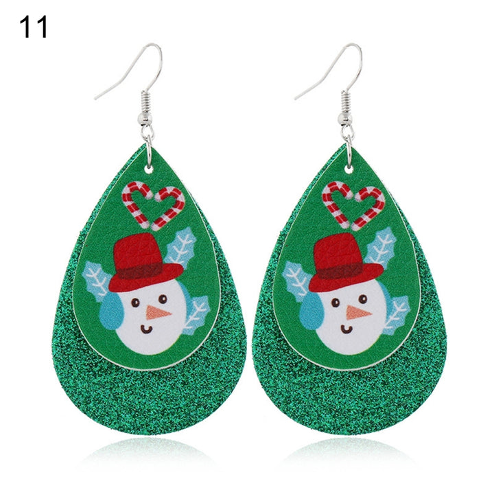 Women Santa Claus/Snowman/Elk Faux Leather Christmas Drop Hook Earrings Gifts Image 4