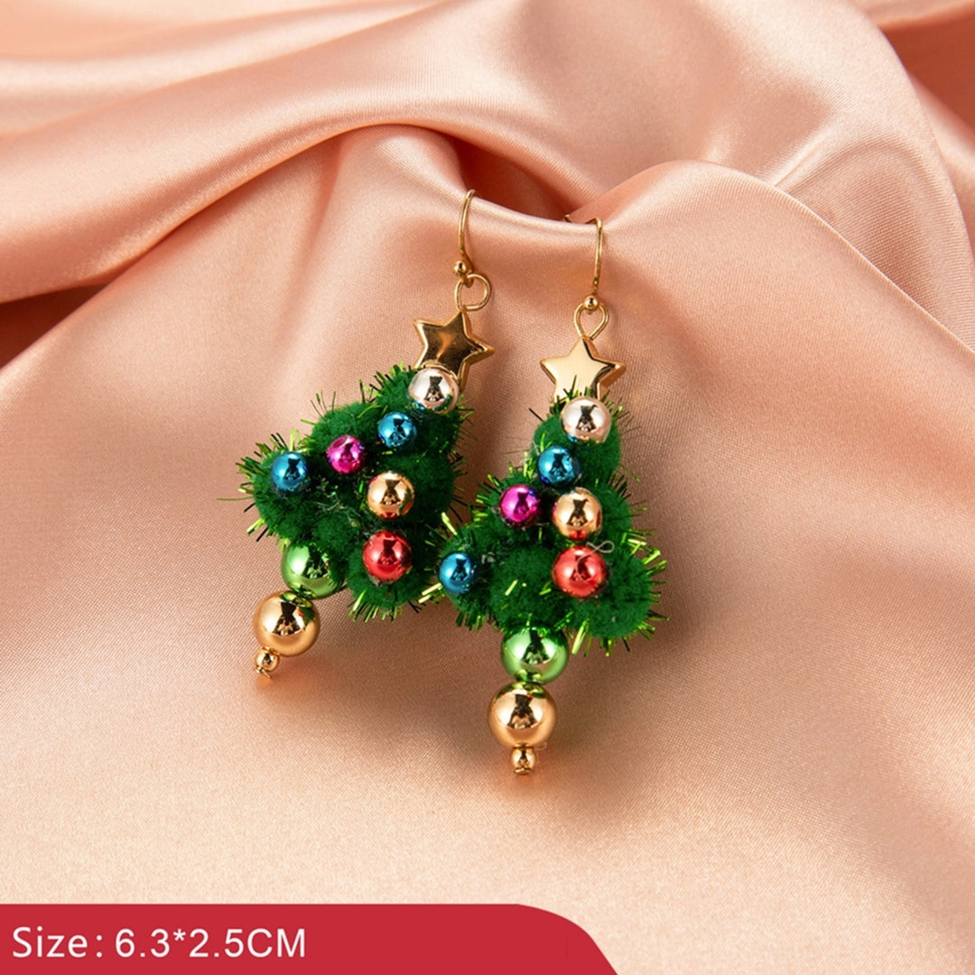 1 Pair Female Christmas Tree Pattern Earrings Simple Style Snowman Bell Ear Stud Image 3