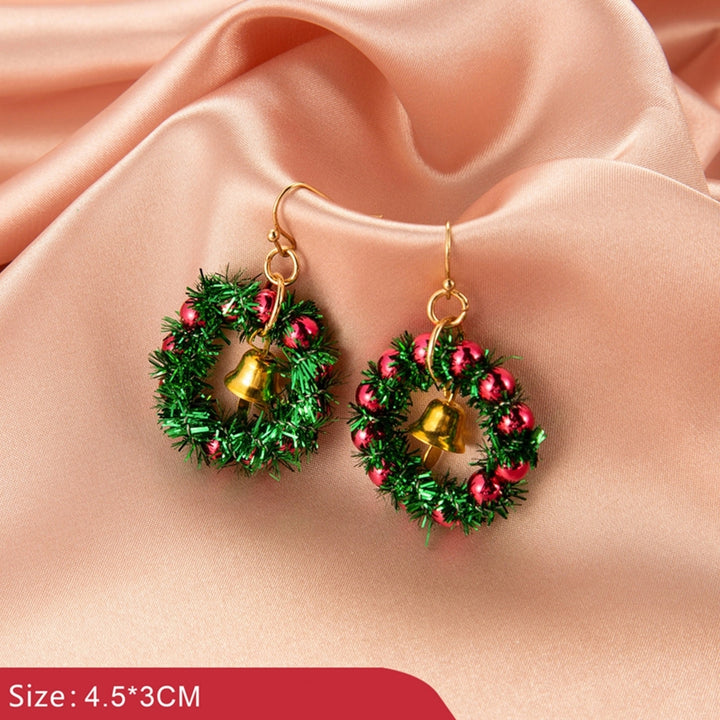 1 Pair Female Christmas Tree Pattern Earrings Simple Style Snowman Bell Ear Stud Image 4