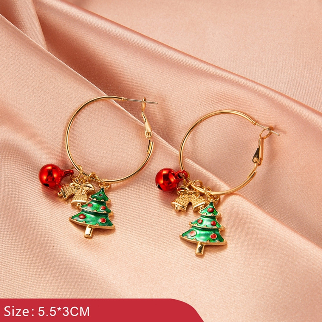 1 Pair Female Christmas Tree Pattern Earrings Simple Style Snowman Bell Ear Stud Image 4