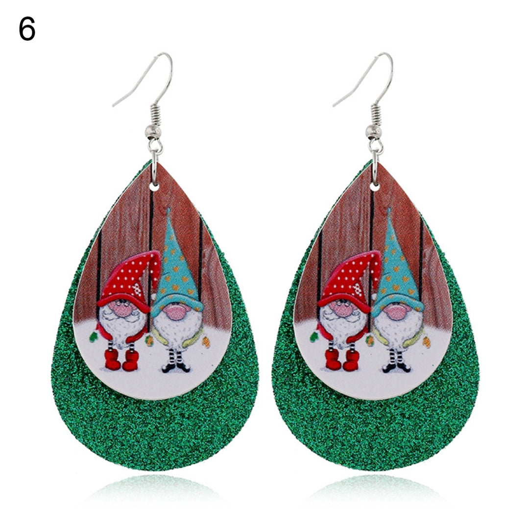 Women Santa Claus/Snowman/Elk Faux Leather Christmas Drop Hook Earrings Gifts Image 12