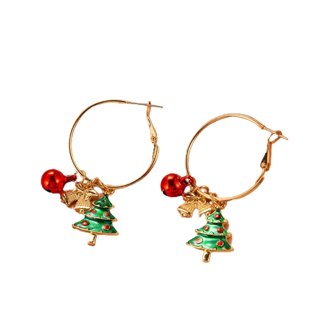 1 Pair Female Christmas Tree Pattern Earrings Simple Style Snowman Bell Ear Stud Image 1