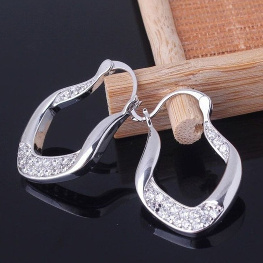 Fashion U Shaped Geometry Rhinestone Ear Stud Earrings Jewelry Accessories Gift Image 1