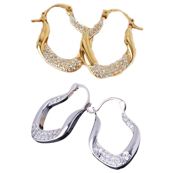 Fashion U Shaped Geometry Rhinestone Ear Stud Earrings Jewelry Accessories Gift Image 3