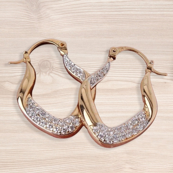 Fashion Women Rhinestone Inlaid U Shape Dangle Alloy Leverback Earrings Jewelry Image 3