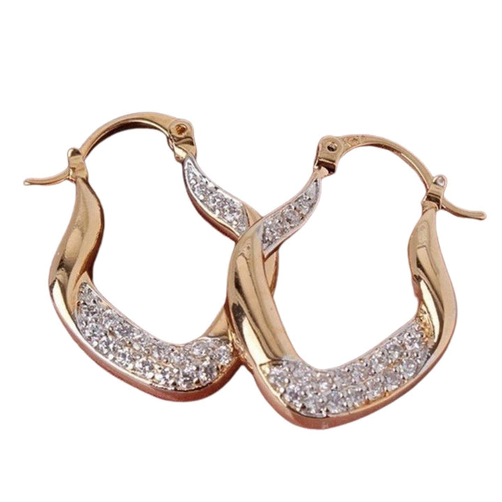 Fashion Women Rhinestone Inlaid U Shape Dangle Alloy Leverback Earrings Jewelry Image 6