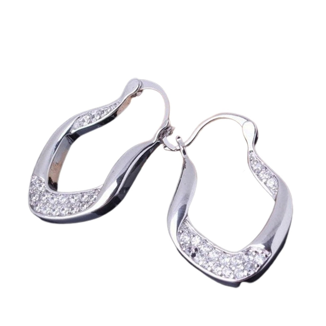 Fashion Women Rhinestone Inlaid U Shape Dangle Alloy Leverback Earrings Jewelry Image 7