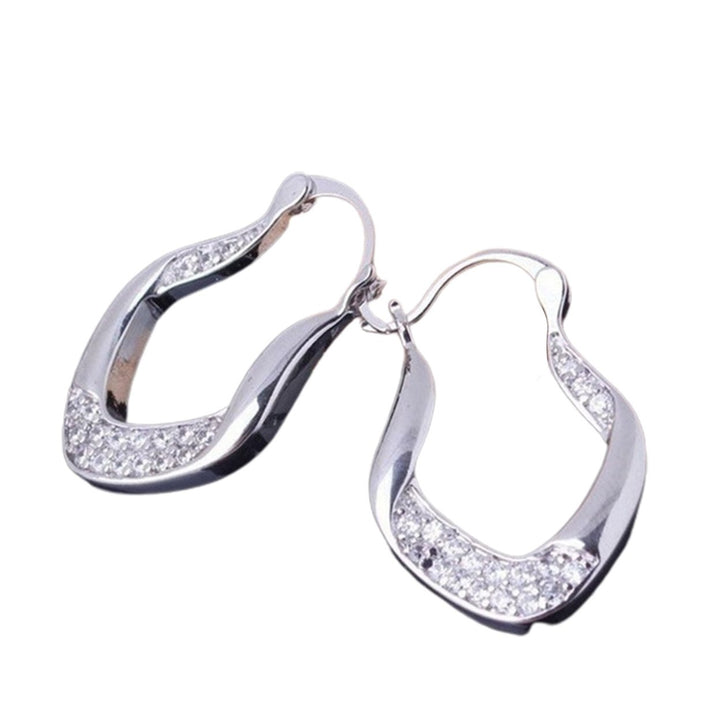 Fashion Women Rhinestone Inlaid U Shape Dangle Alloy Leverback Earrings Jewelry Image 7