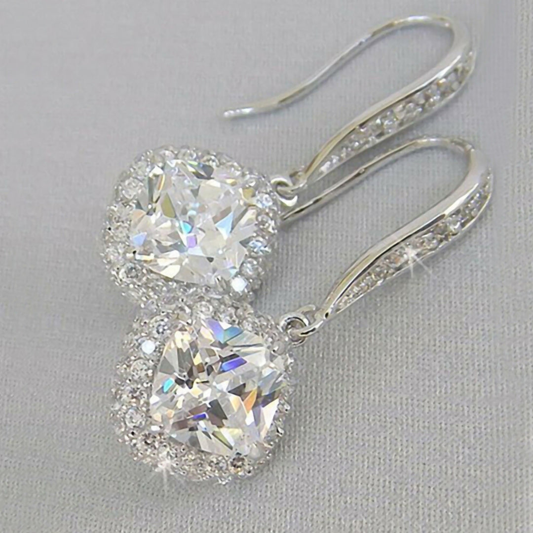 Cubic Zirconia Hanging Drop Dangle Ear Hook Earring Party Jewelry Accessory Gift Image 1