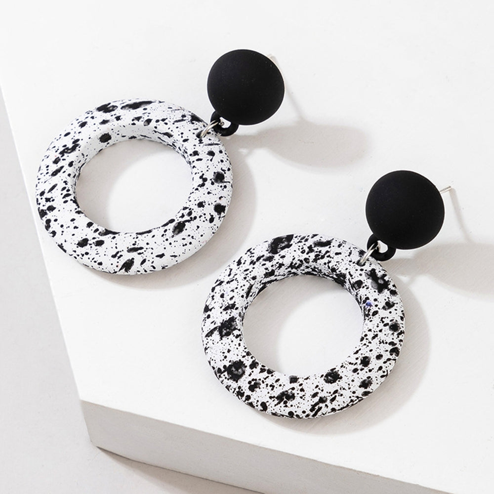 Fashion Black White Round Hanging Drop Dangle Ear Stud Earring Jewelry Accessory Image 2