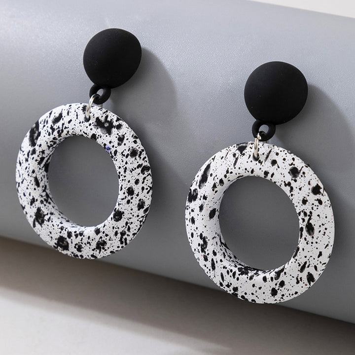 Fashion Black White Round Hanging Drop Dangle Ear Stud Earring Jewelry Accessory Image 3