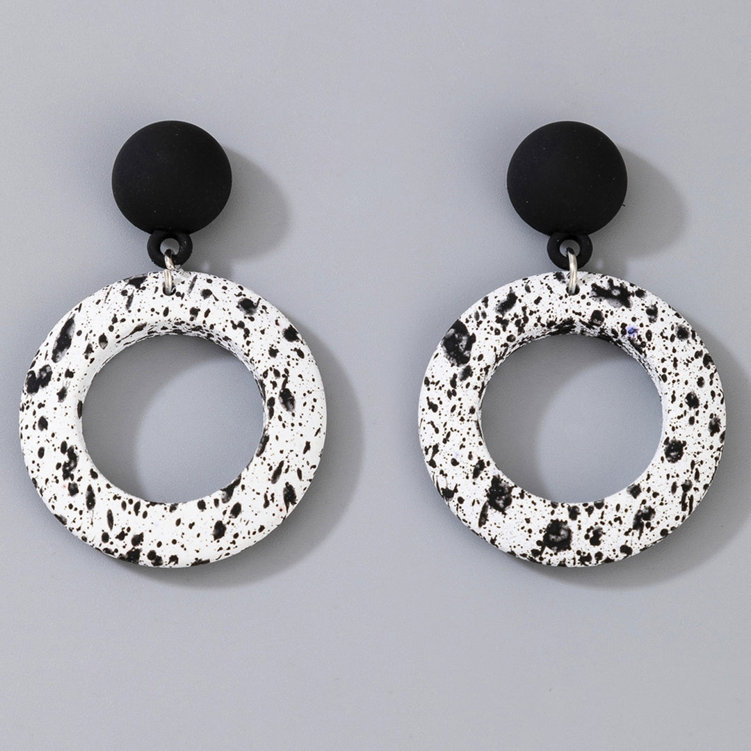 Fashion Black White Round Hanging Drop Dangle Ear Stud Earring Jewelry Accessory Image 4