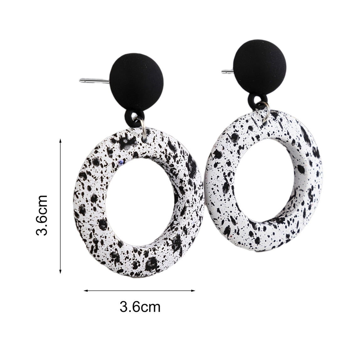 Fashion Black White Round Hanging Drop Dangle Ear Stud Earring Jewelry Accessory Image 4