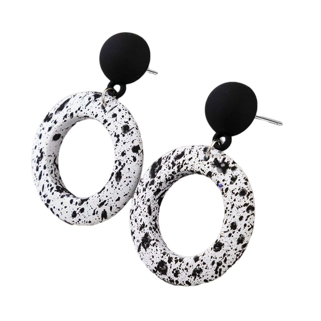 Fashion Black White Round Hanging Drop Dangle Ear Stud Earring Jewelry Accessory Image 6