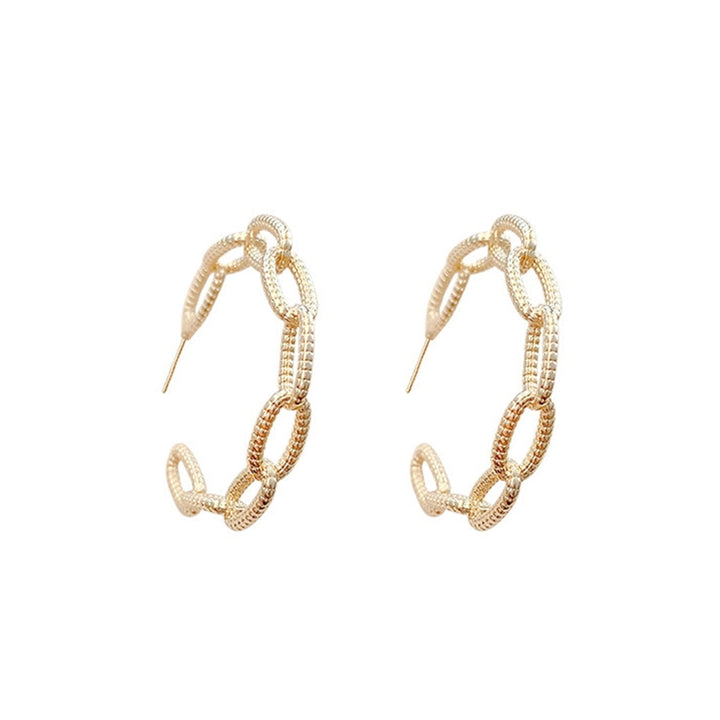 Women Simple Retro Punk Style Golden Chain C Shape Ear Stud Earring Jewelry Gift Image 7