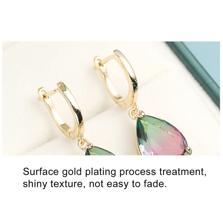 Women Fashion Pear Water Drop Shape Rhinestone Hoop Dangle Earrings Gift Jewelry Image 9