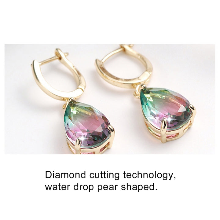 Women Fashion Pear Water Drop Shape Rhinestone Hoop Dangle Earrings Gift Jewelry Image 10