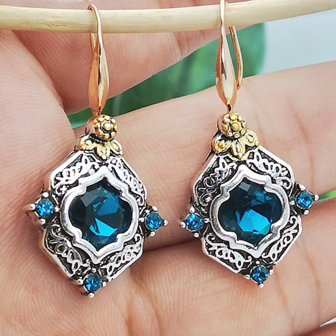 1 Pair Dangle Earrings Rhombus Wedding Jewelry Blue Women Bridal Earrings for Valentines Image 1