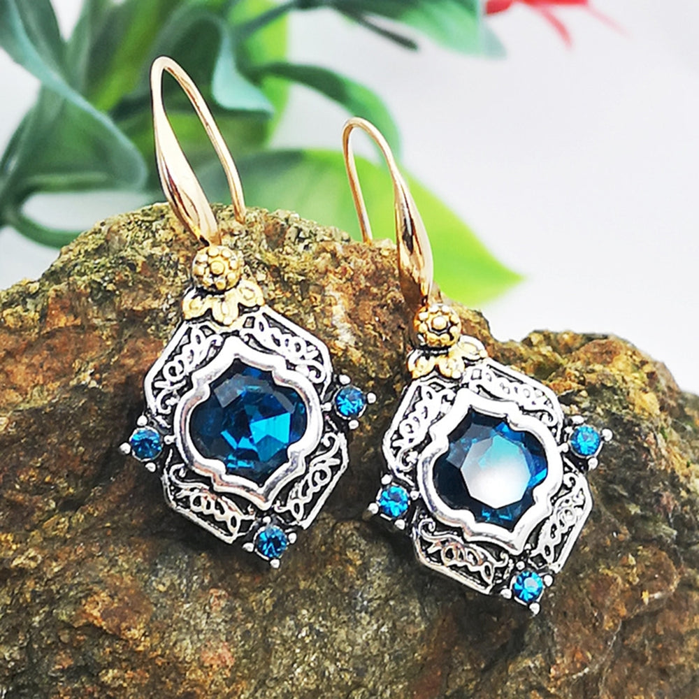 1 Pair Dangle Earrings Rhombus Wedding Jewelry Blue Women Bridal Earrings for Valentines Image 2