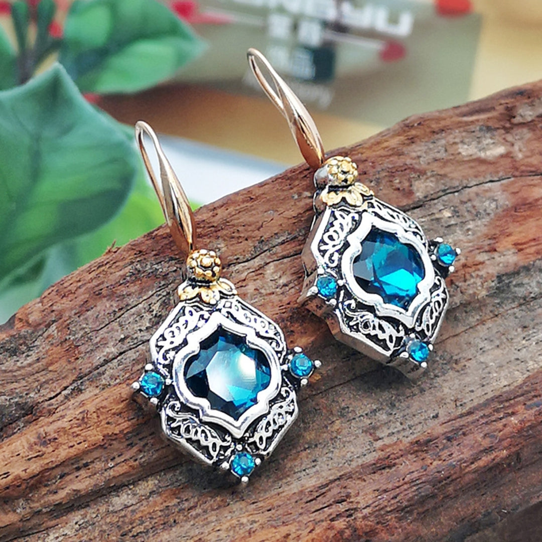 1 Pair Dangle Earrings Rhombus Wedding Jewelry Blue Women Bridal Earrings for Valentines Image 3