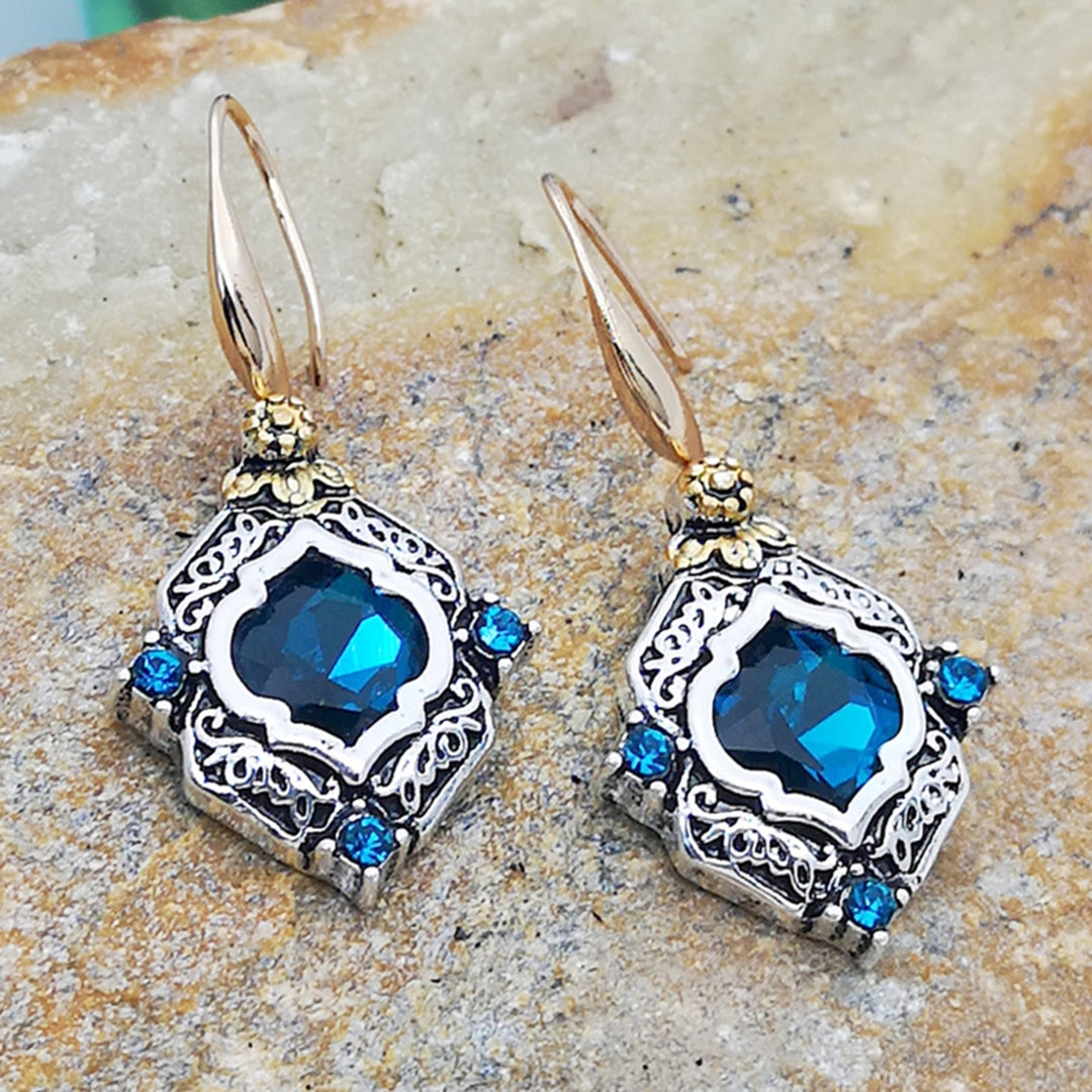 1 Pair Dangle Earrings Rhombus Wedding Jewelry Blue Women Bridal Earrings for Valentines Image 4