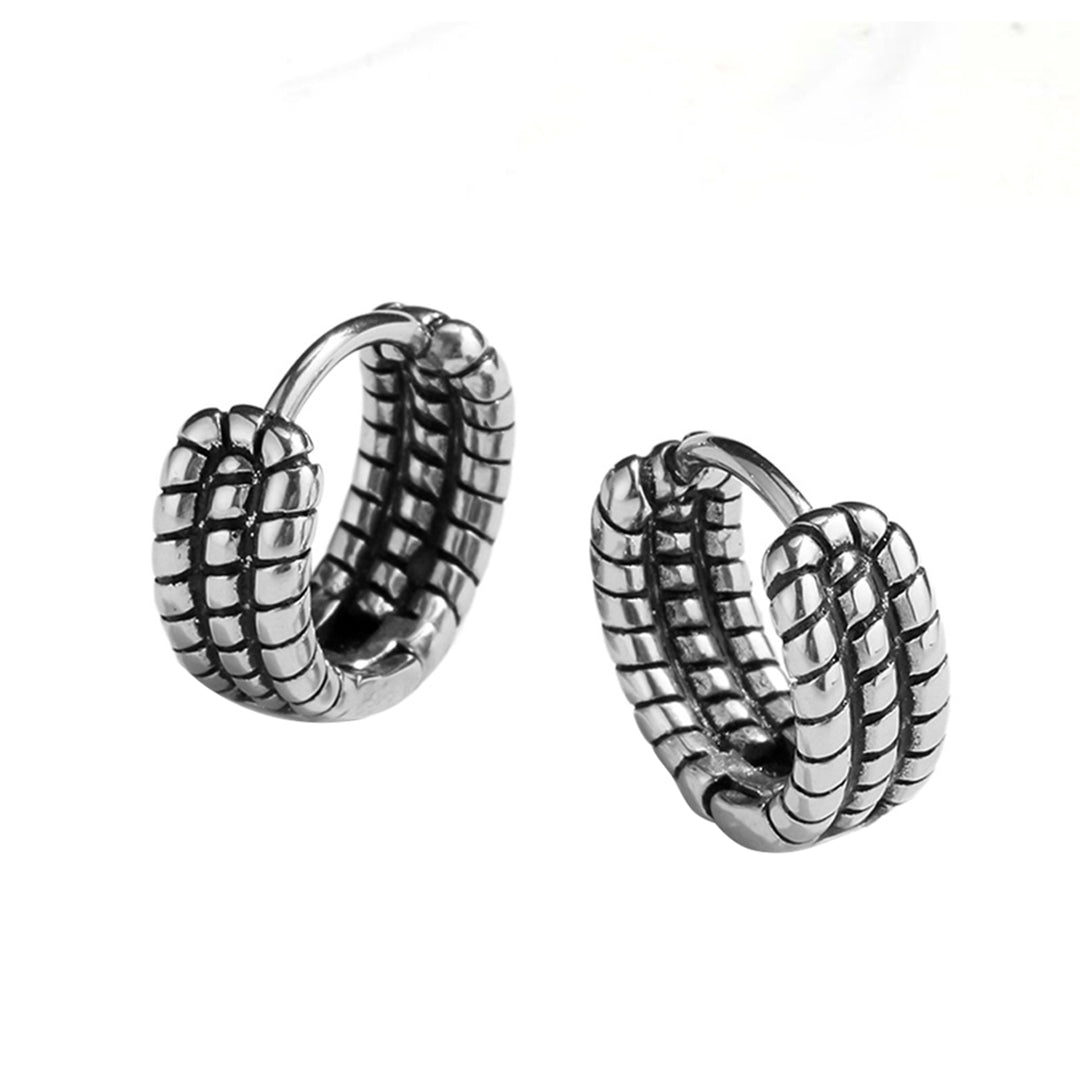 Men Stylish All-Match Wear-resistant Stainless Steel Earring Jewelry Accessory Image 7