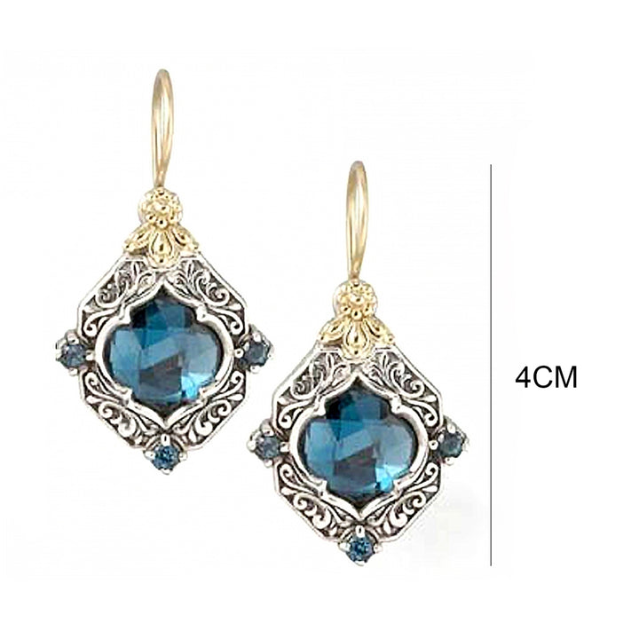 1 Pair Dangle Earrings Rhombus Wedding Jewelry Blue Women Bridal Earrings for Valentines Image 7