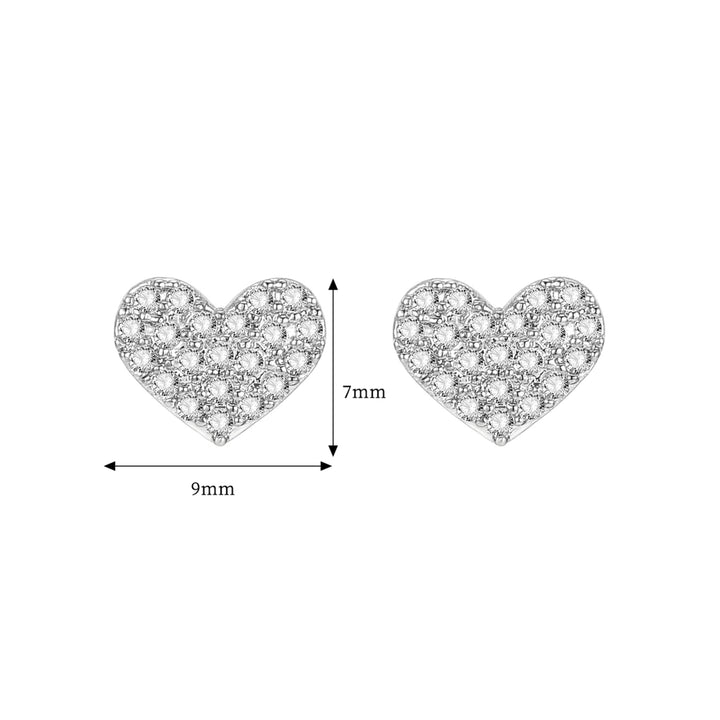 Women Simple Cubic Zirconia Geometric Heart Round Shape Ear Stud Jewelry Gift Image 9