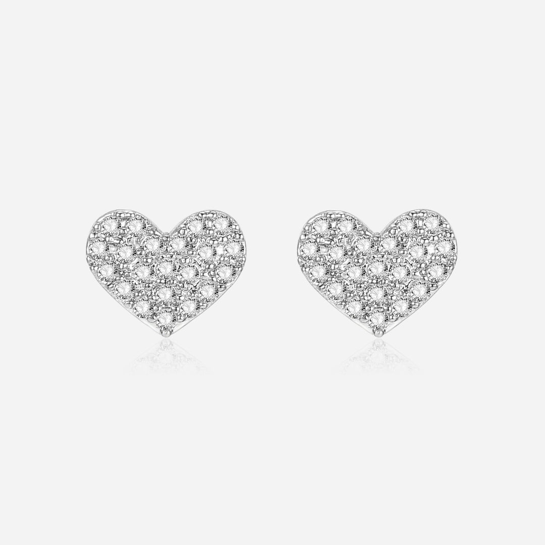 Women Simple Cubic Zirconia Geometric Heart Round Shape Ear Stud Jewelry Gift Image 10