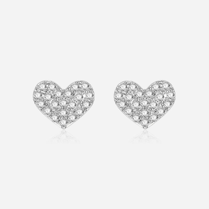 Women Simple Cubic Zirconia Geometric Heart Round Shape Ear Stud Jewelry Gift Image 10