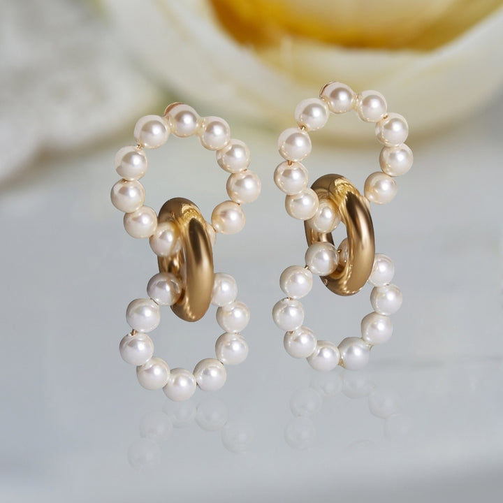 Bohemian Round Imitation Pearl Big Ear Stud Earring Fashion Jewelry Accessory Image 2