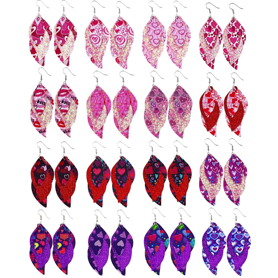 S-Shaped Leather Earrings Sequins Sparkling Earrings Jewelry Accessory Gifts Image 1