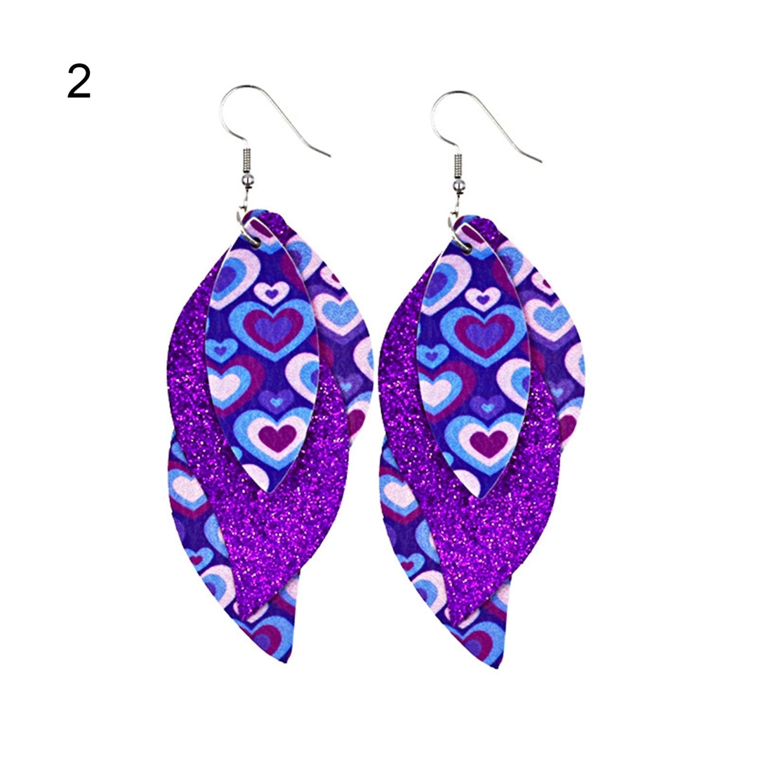 S-Shaped Leather Earrings Sequins Sparkling Earrings Jewelry Accessory Gifts Image 2