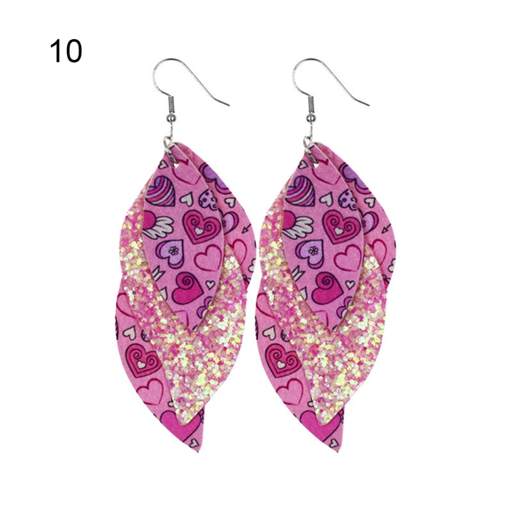 S-Shaped Leather Earrings Sequins Sparkling Earrings Jewelry Accessory Gifts Image 3