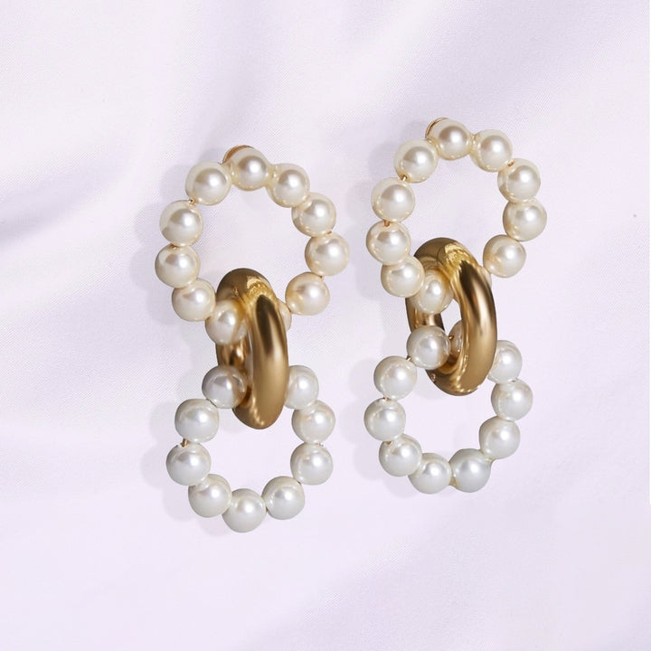 Bohemian Round Imitation Pearl Big Ear Stud Earring Fashion Jewelry Accessory Image 7