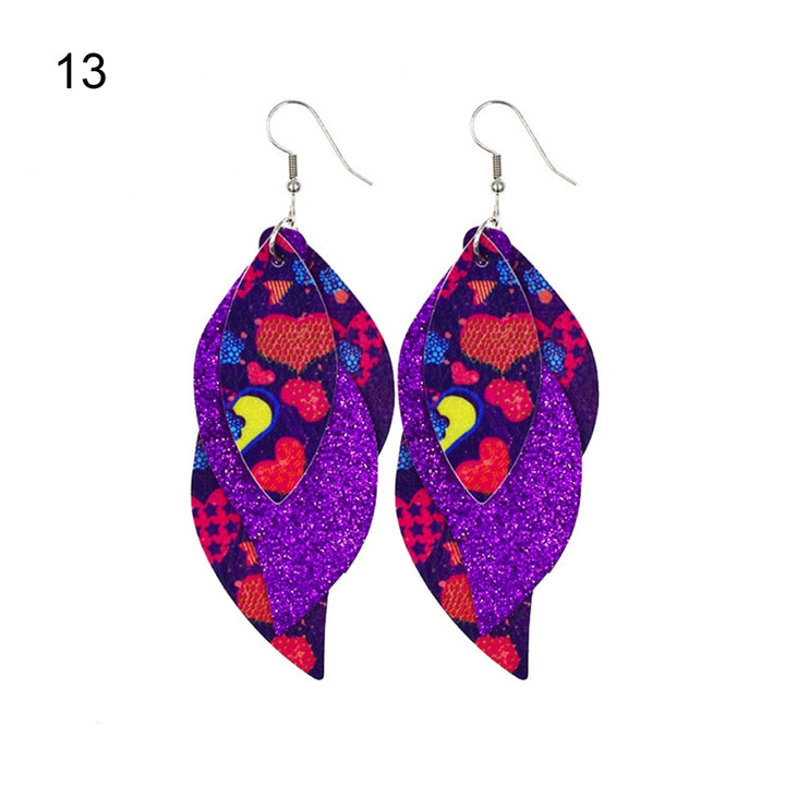 S-Shaped Leather Earrings Sequins Sparkling Earrings Jewelry Accessory Gifts Image 6