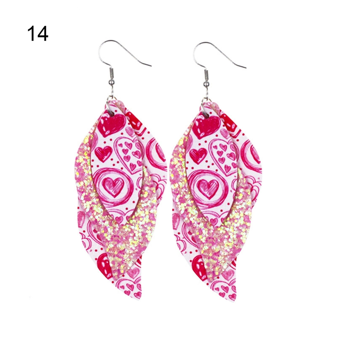 S-Shaped Leather Earrings Sequins Sparkling Earrings Jewelry Accessory Gifts Image 7