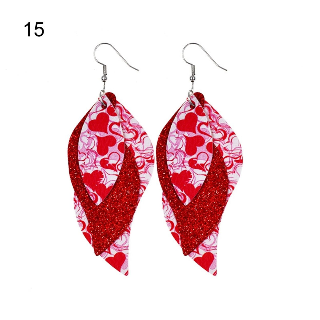 S-Shaped Leather Earrings Sequins Sparkling Earrings Jewelry Accessory Gifts Image 1