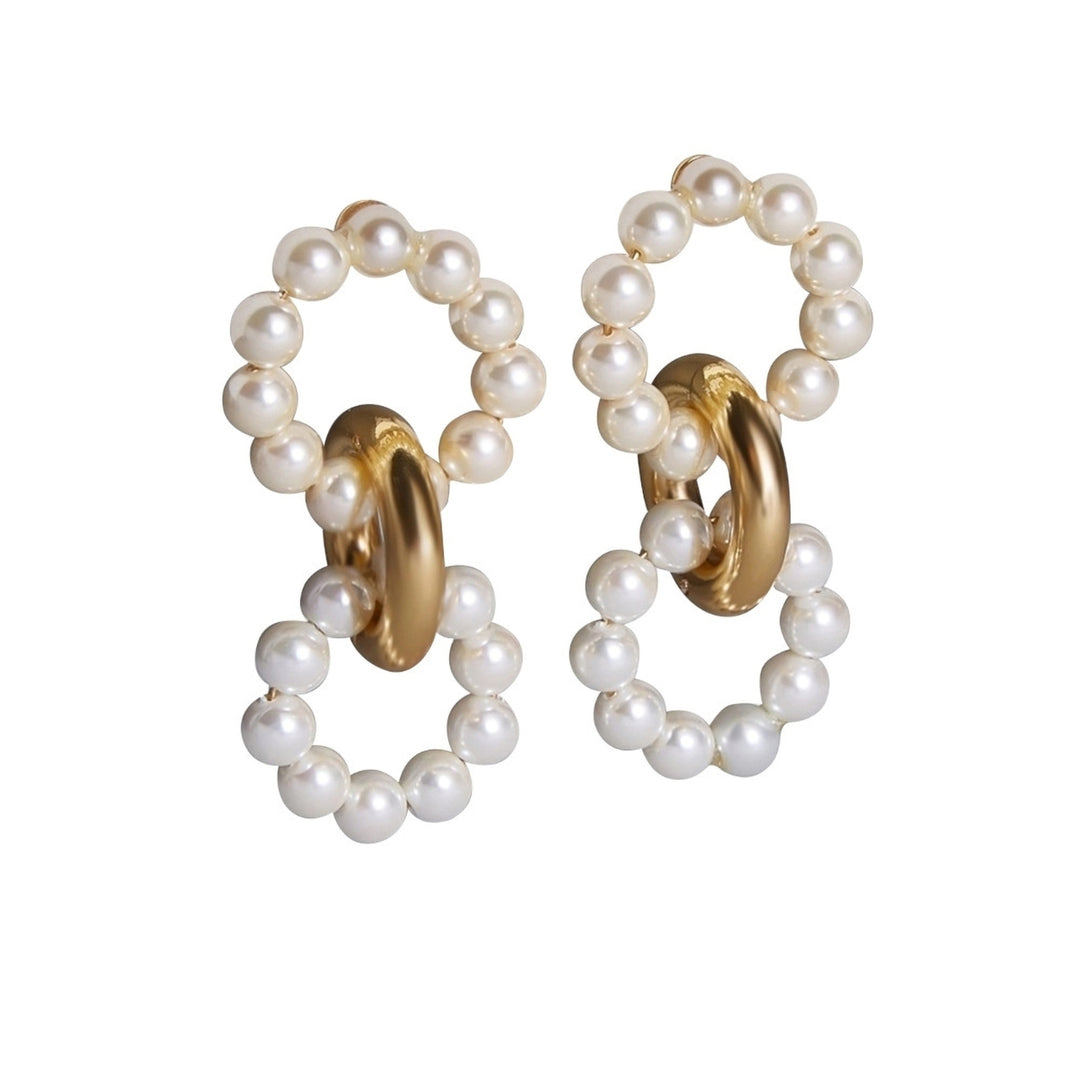 Bohemian Round Imitation Pearl Big Ear Stud Earring Fashion Jewelry Accessory Image 11