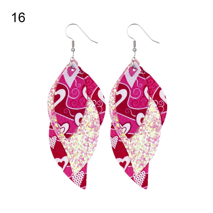 S-Shaped Leather Earrings Sequins Sparkling Earrings Jewelry Accessory Gifts Image 9